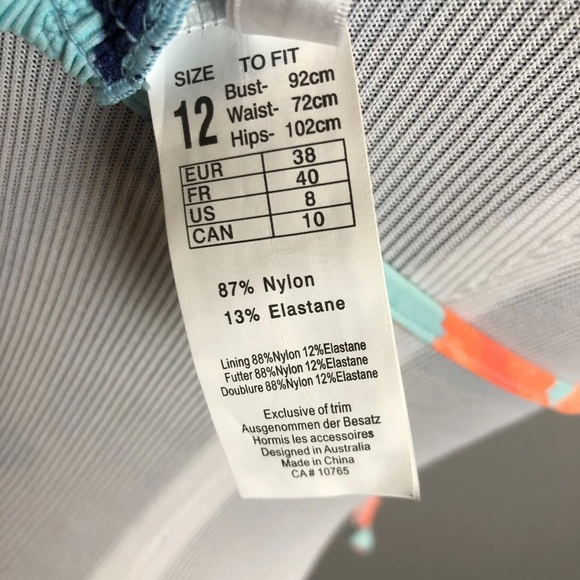 Seafolly Rio Shirred Slide Triangle Floral Ice Blue Bikini Top- Sz SF12/US8- NWT - Picture 7 of 9